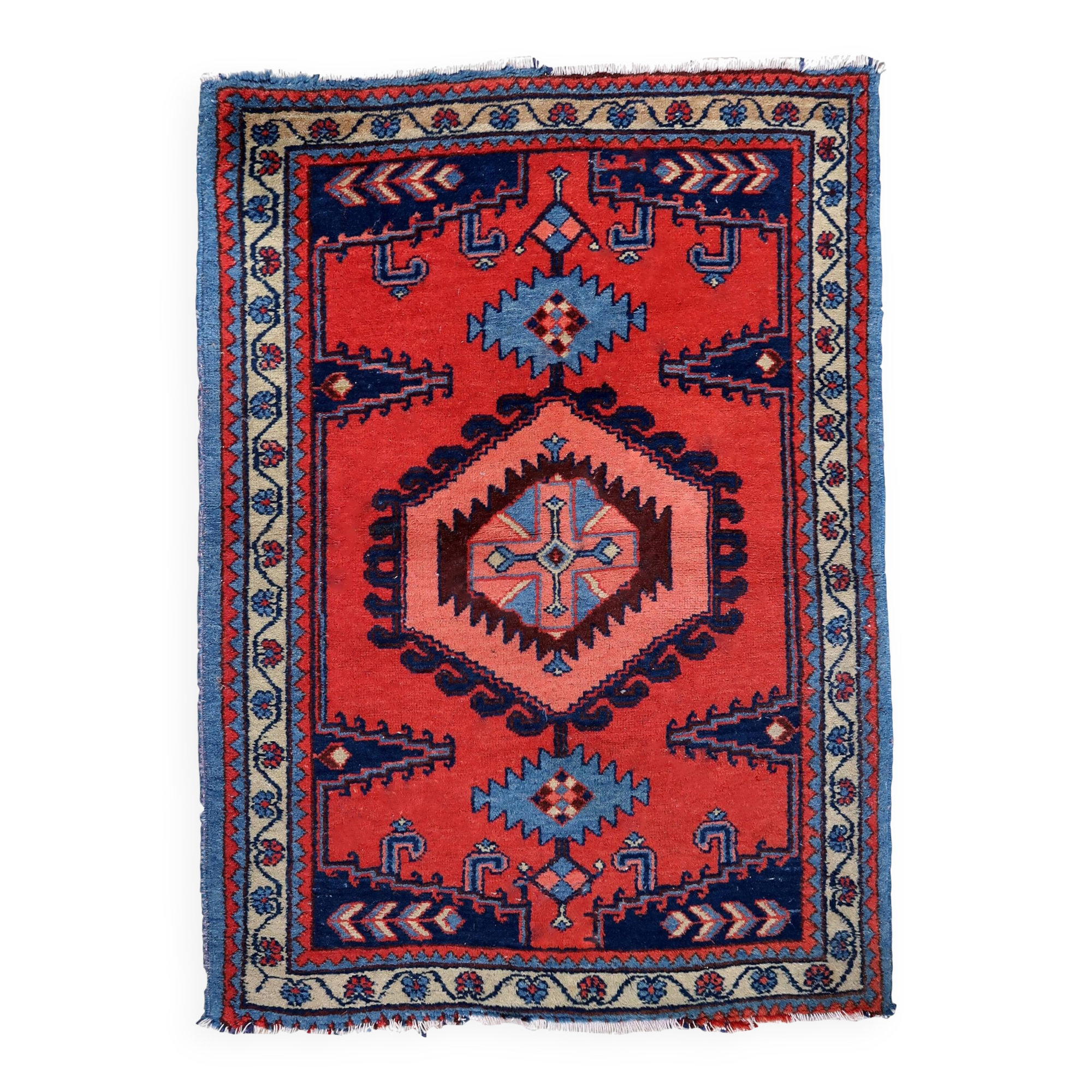 Tapis Hamadan vintage fait main en laine – 109 x 147 cm - 1C1039