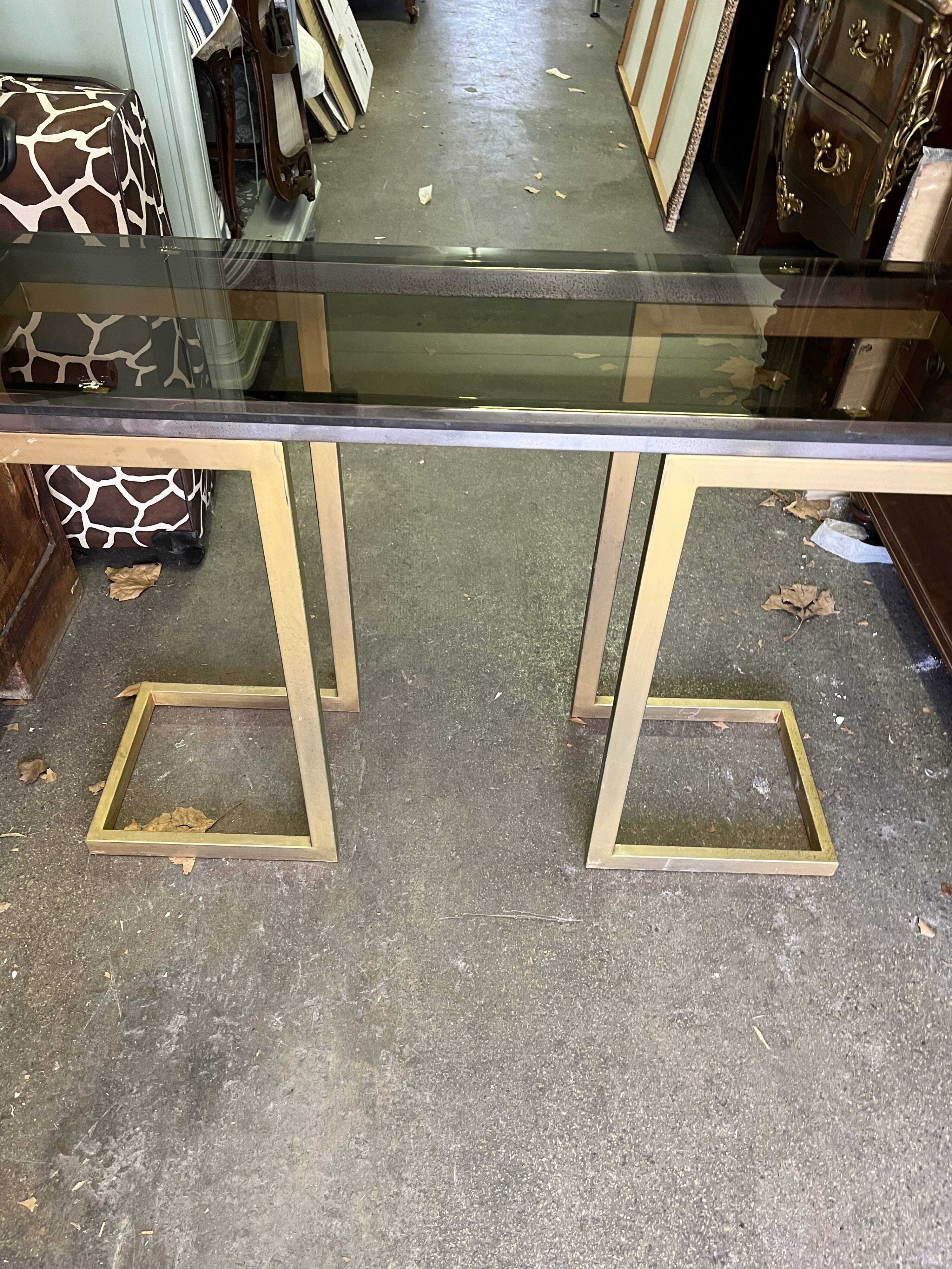Console année 70 chrome et laiton
