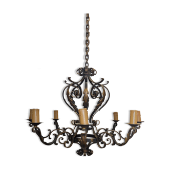 Old wrought iron chandelier