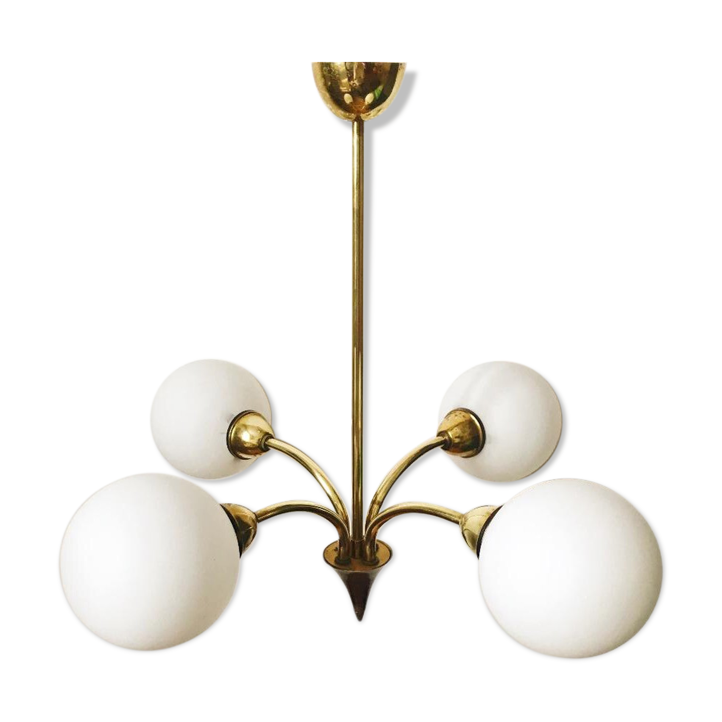 Glass and brass chandelier 50s/60s