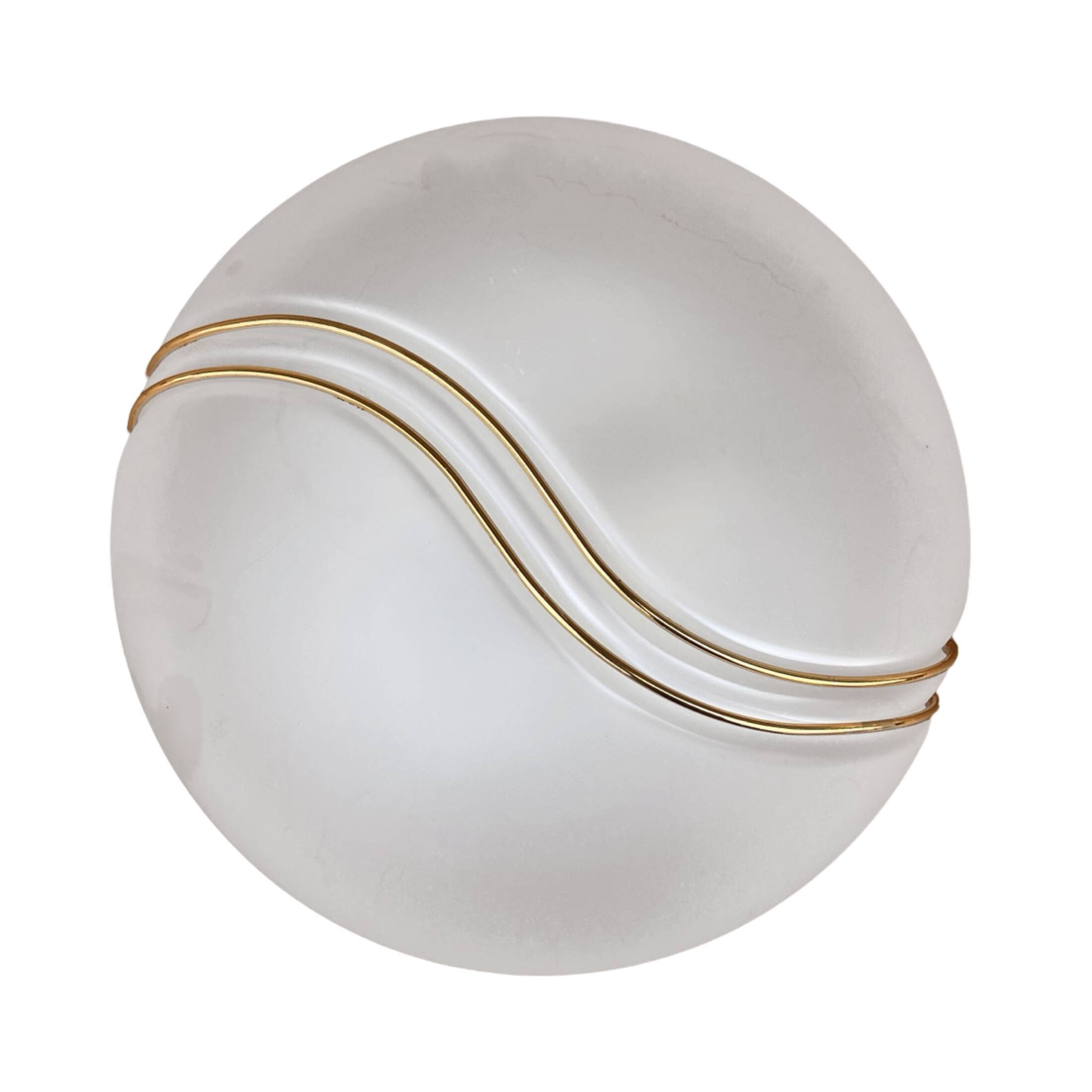 Hollywood Regency Metal-Lux Glass Ceiling Light Italy 1980s