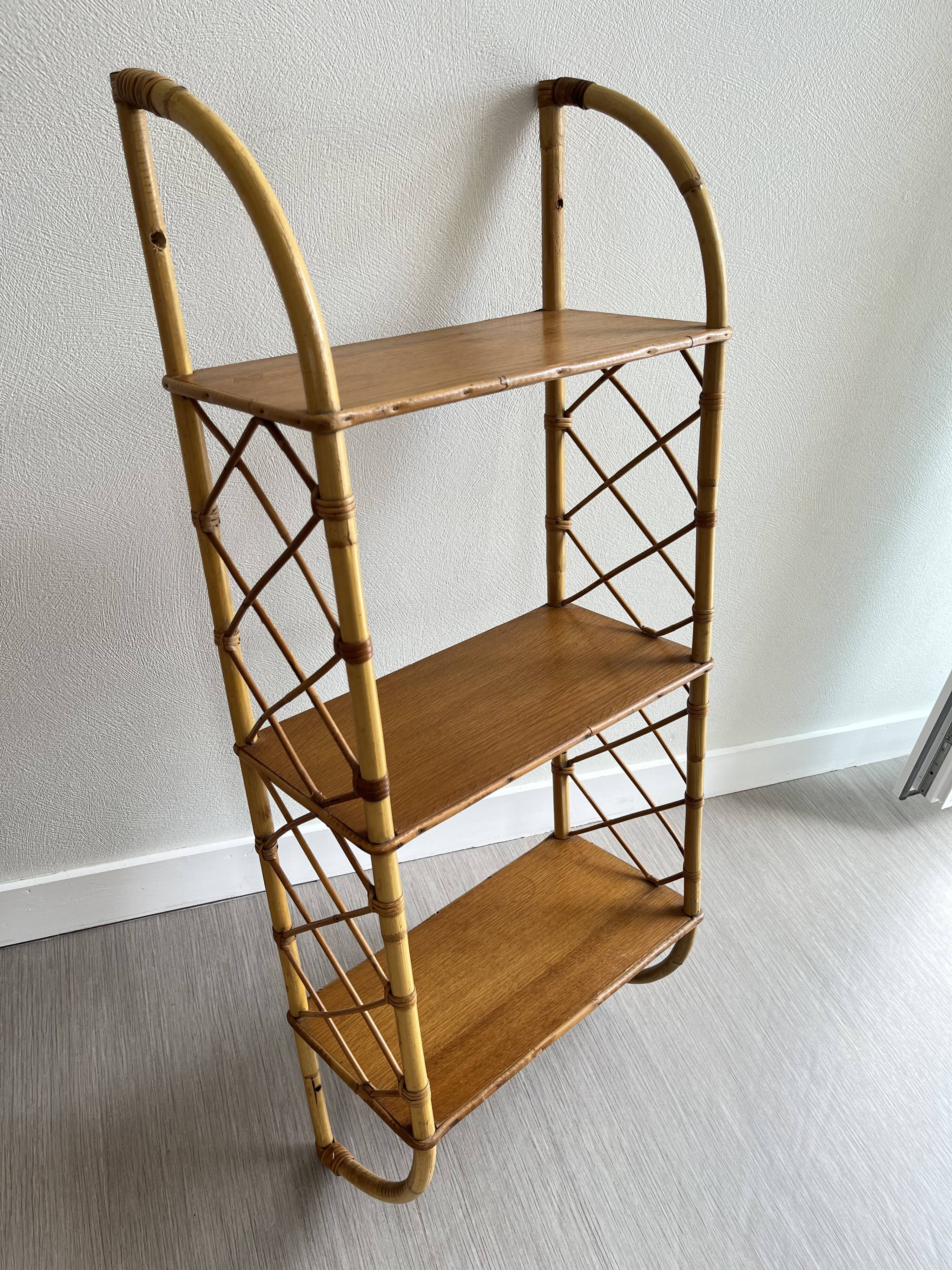 Rattan wall shelf