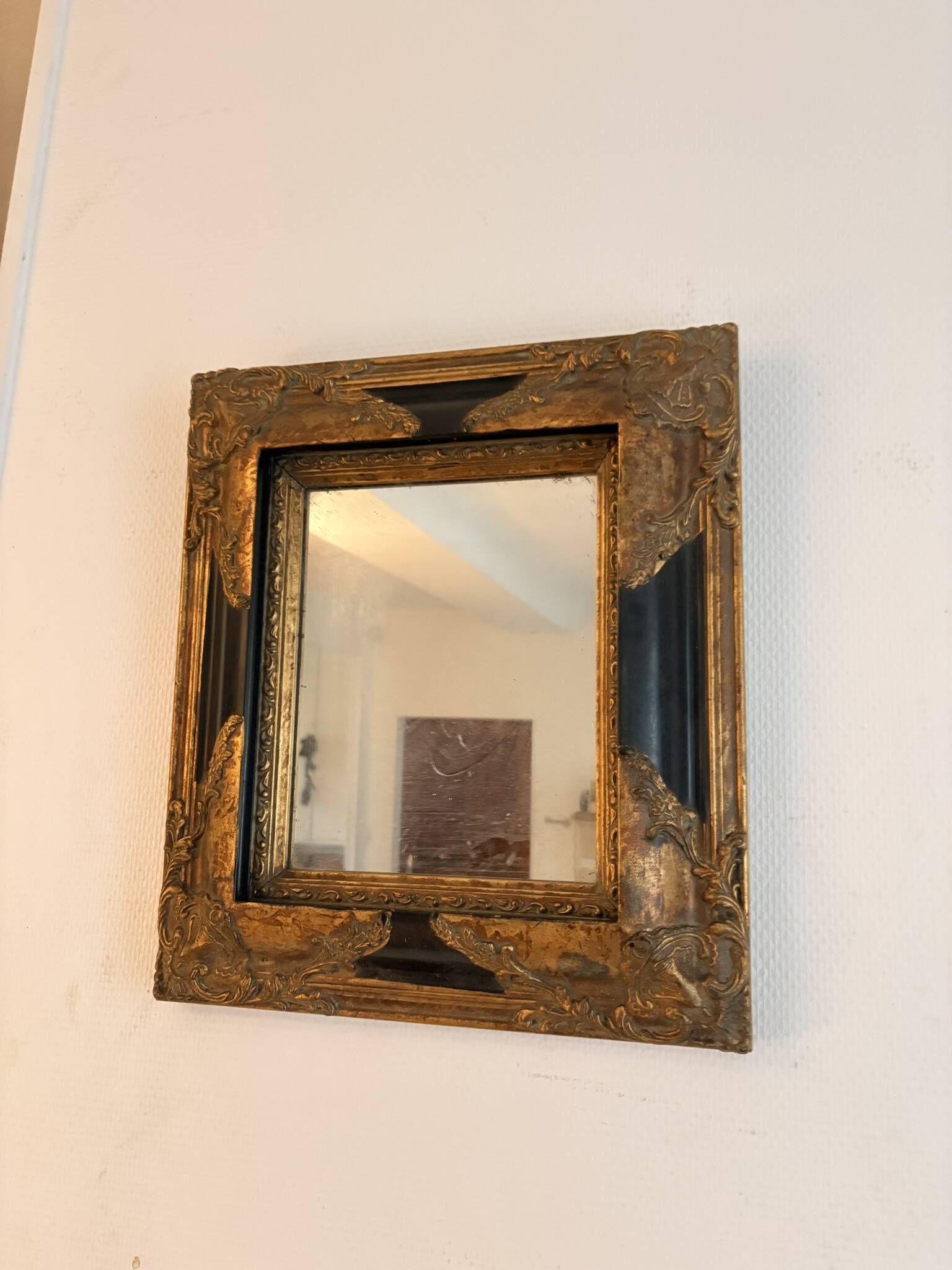 Antique Flemish Style Mirror Blackened and Gilded Wood Napoleon III 19th Century