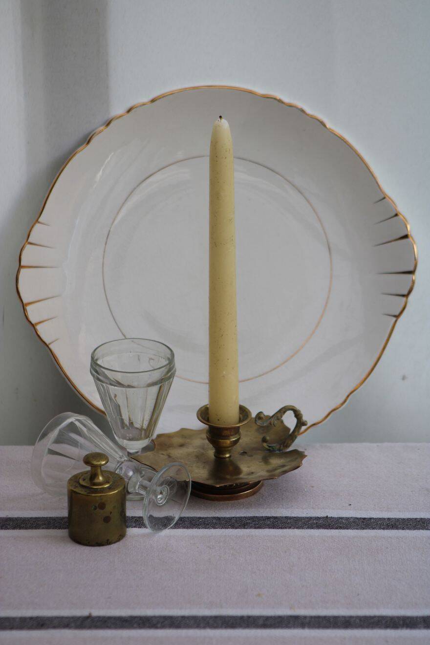 Gold-plated brass candle holder