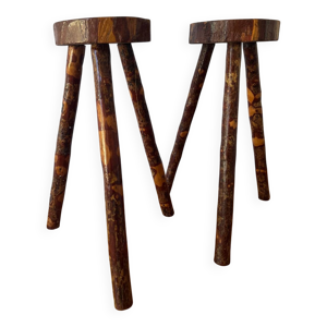 tabourets bois brutaliste