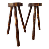 Brutalist wooden stools from the 60s