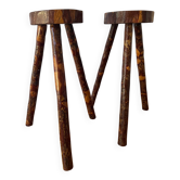 Brutalist wooden stools from the 60s