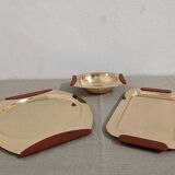 PM Italy brass and bakelite trays and bowl, 1960s-70s