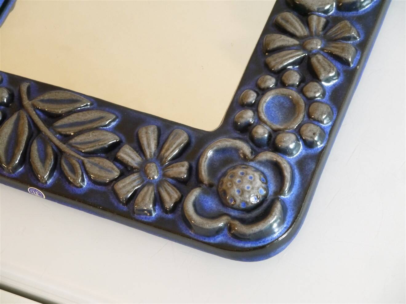 Pair of Scandinavian mirrors in ceramic by Berit Ternell.