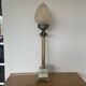Large Art Deco column lamp metal Onyx frost glass