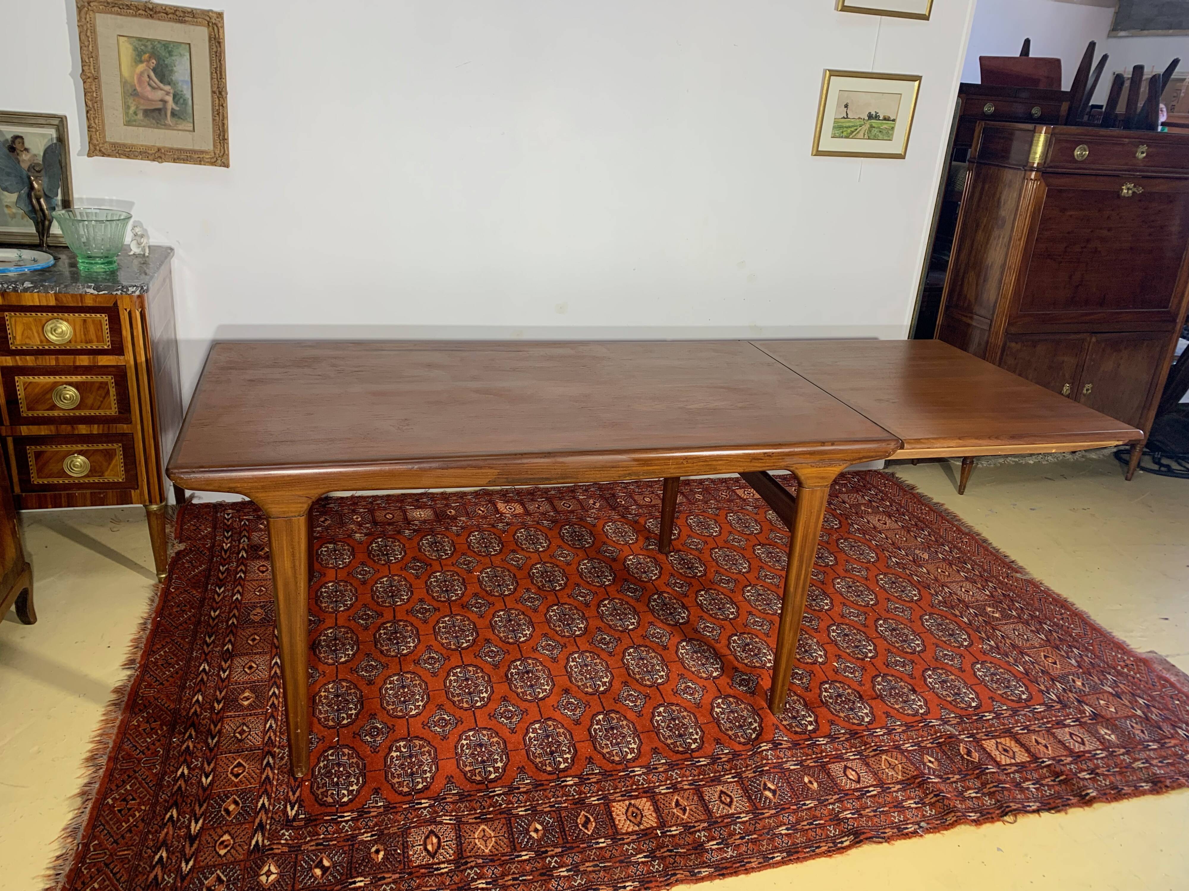 Scandinavian living room dining room table in teak, denmark 1960