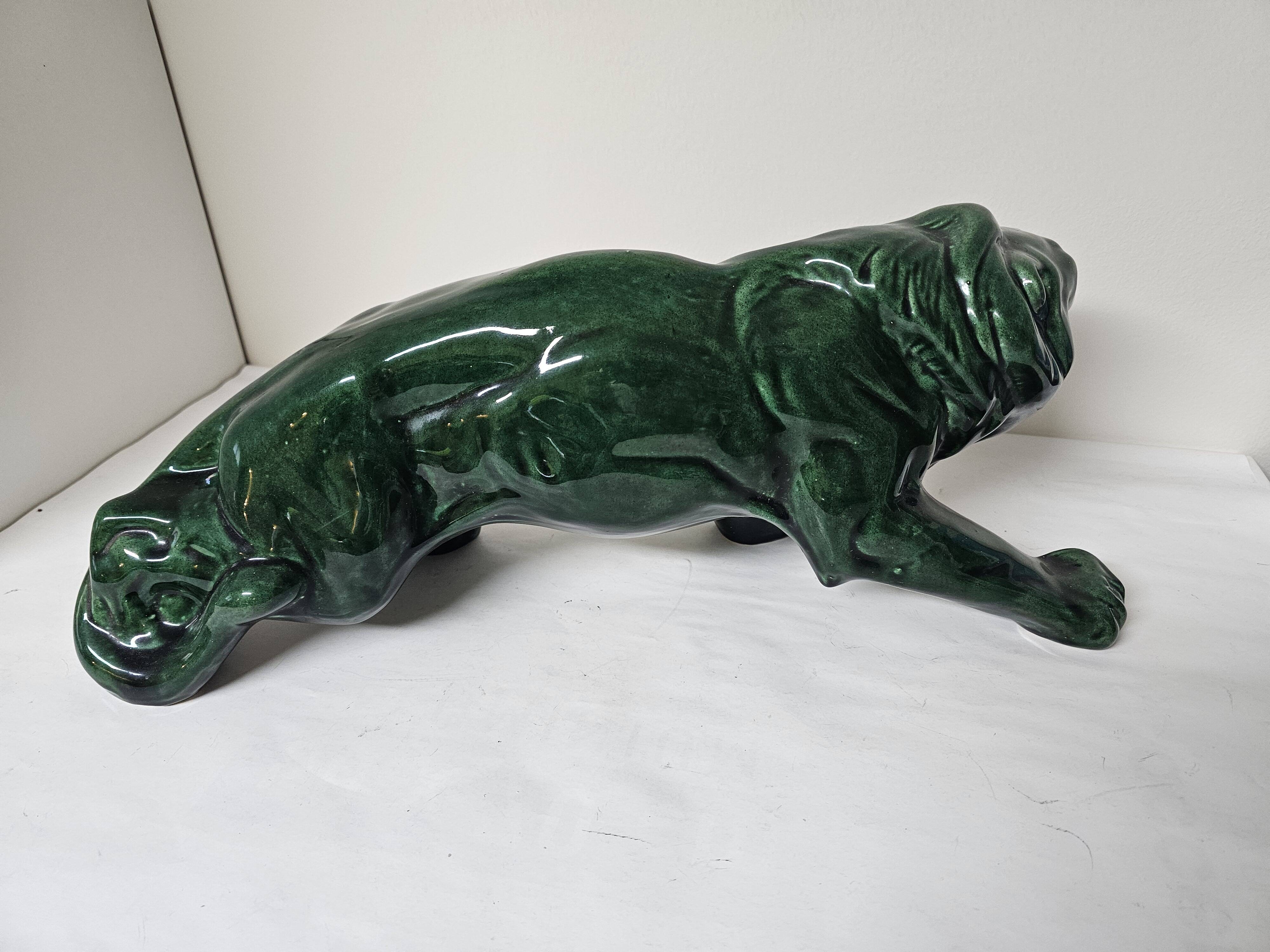 Lion en céramique Art Déco modèle Charles Lemanceau, France années 1930