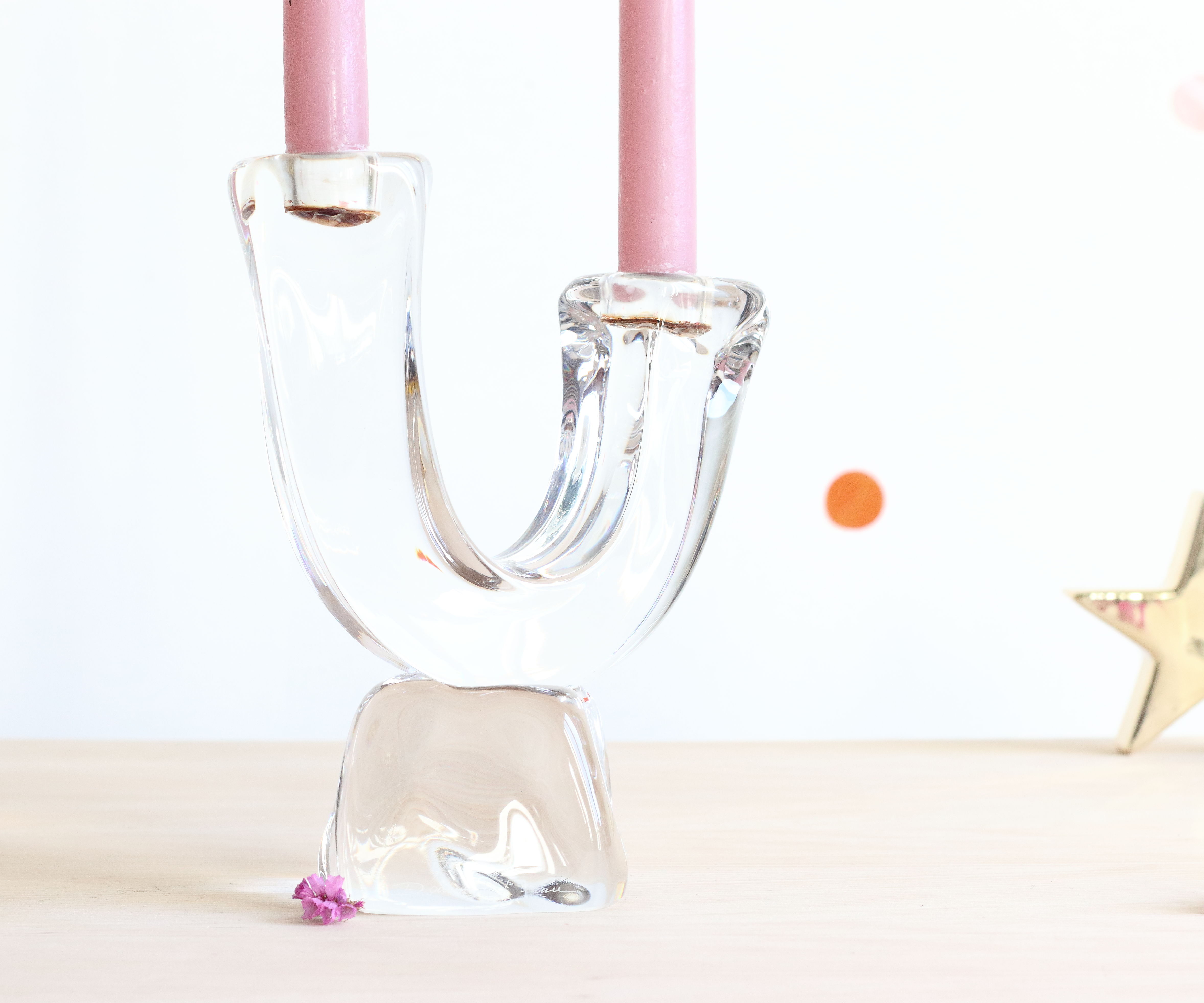 Two-branched crystal bougeoir by Daum France