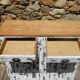 Old workshop furniture, professional piece, patinated Parisian sideboard.