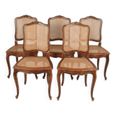 Series of 5 cane chairs, backs and seats, Louis XV style