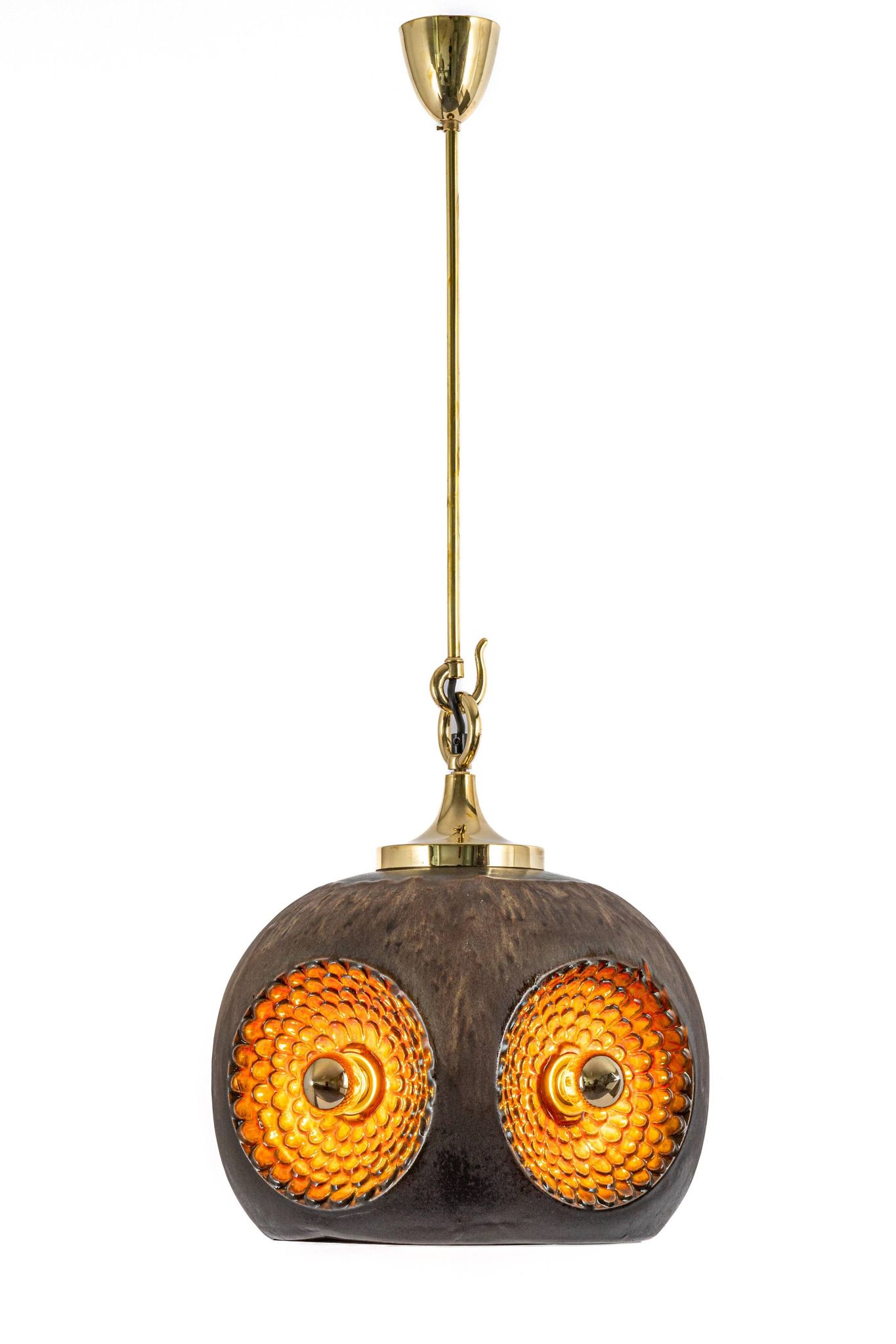 brown and orange ceramic Sputnik pendants, Germany, 1970s