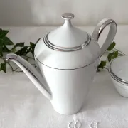 Coffee pot, milk jug and sugar bowl white porcelain