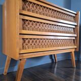 Vintage rattan chest of drawers, antique furniture