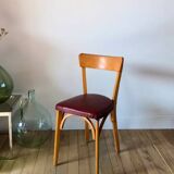 Set of 6 Luterma bistro chairs in blond wood and skaï 50s