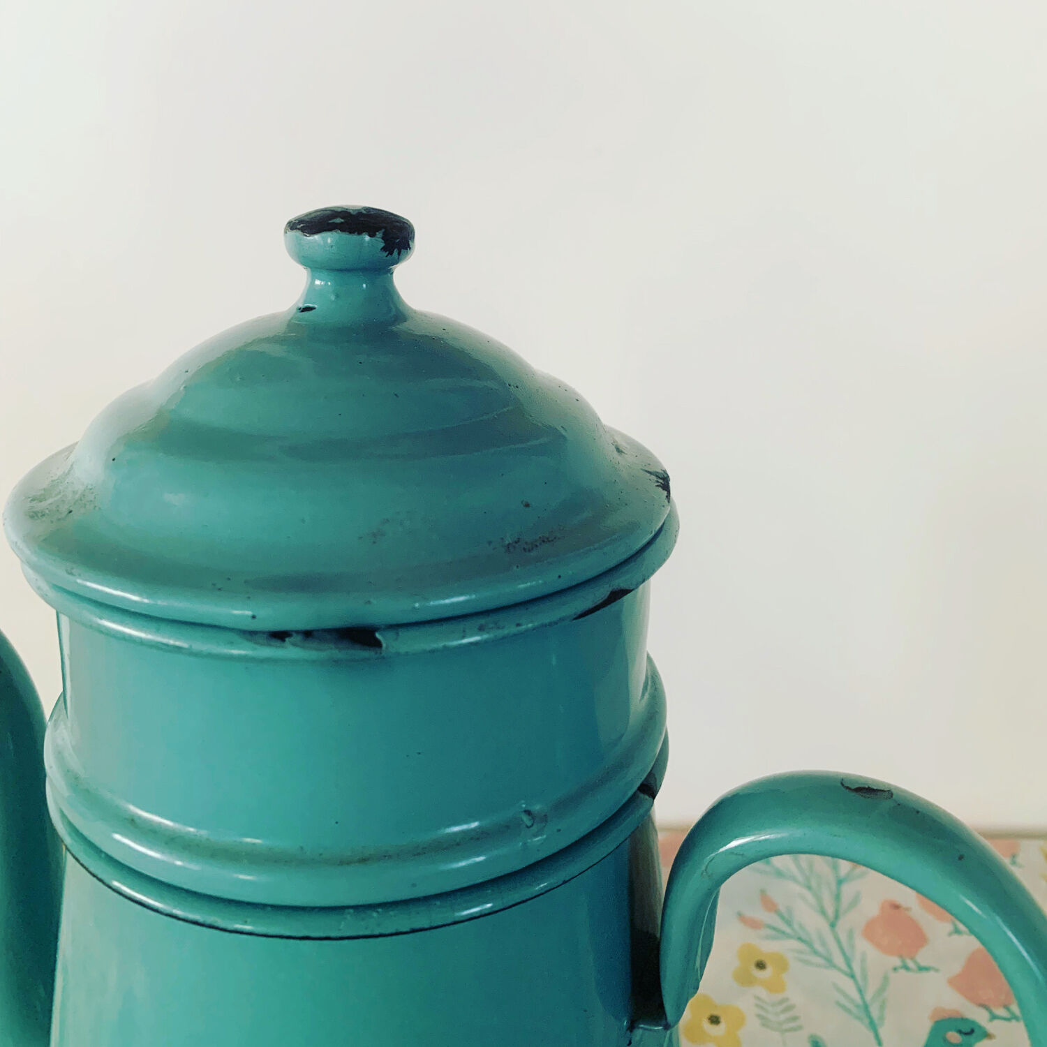 Vintage green enameled coffee pot
