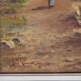 Old oil on canvas, Mediterranean cove landscape