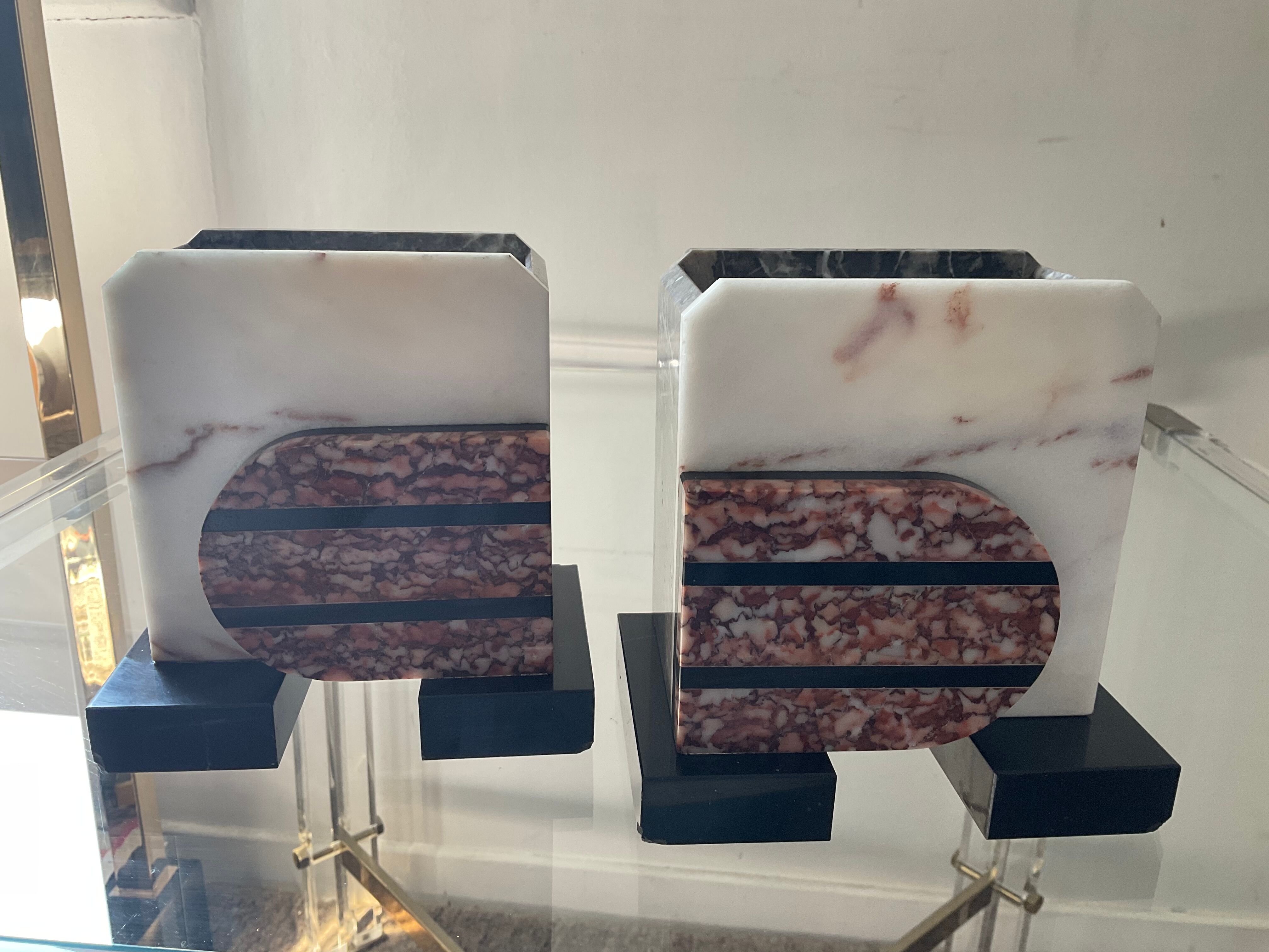 Pair of Art Deco marble bookends