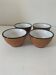 4 small vintage stoneware bowls in brown with a black rim