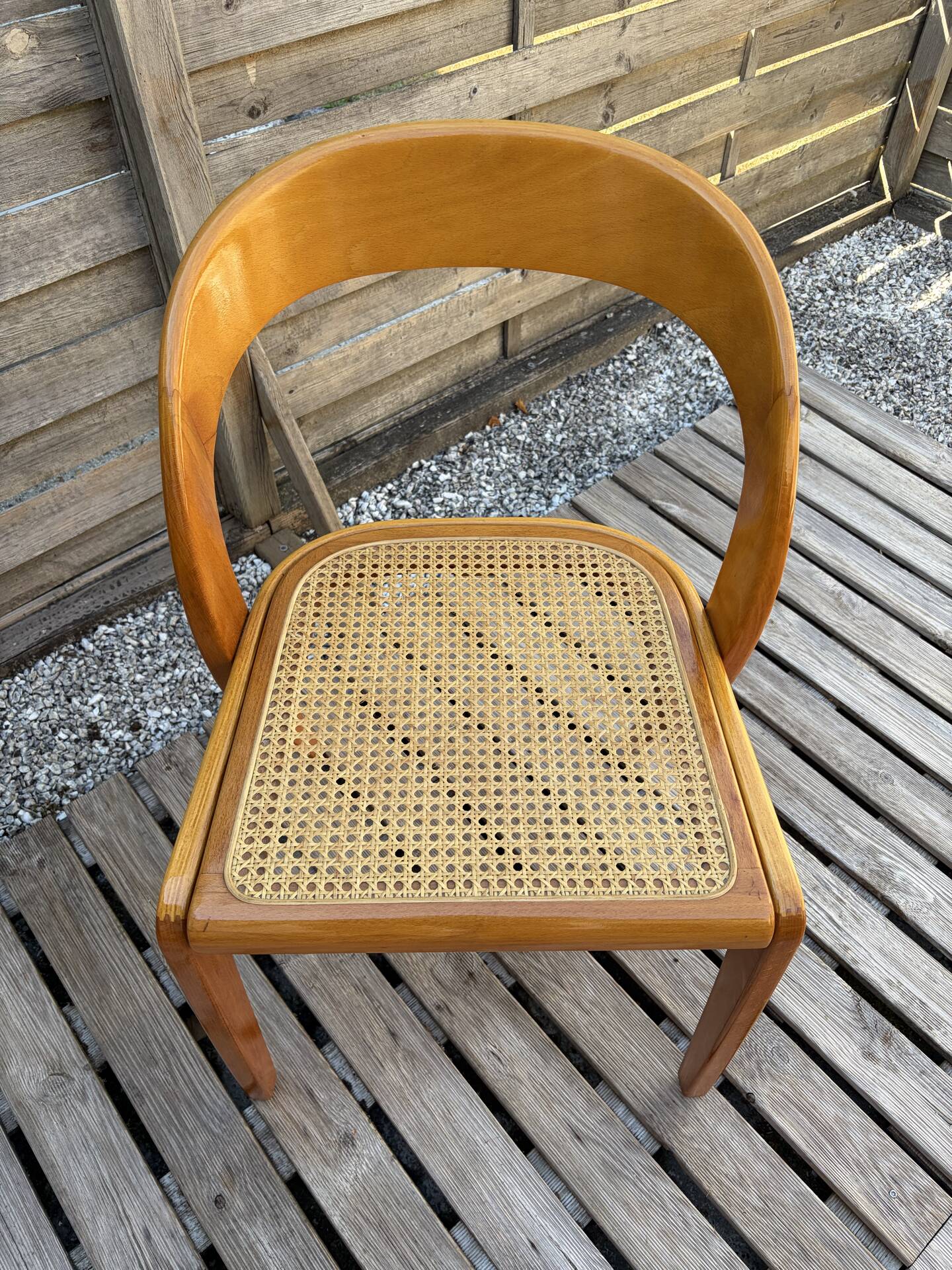 Set of 6 caned chairs by Baumann, gondola model.