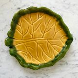 Leaf tray in yellow and green slip 60s-70s