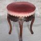 Victorian style stool, wooden and pink velvet stool, piano stool