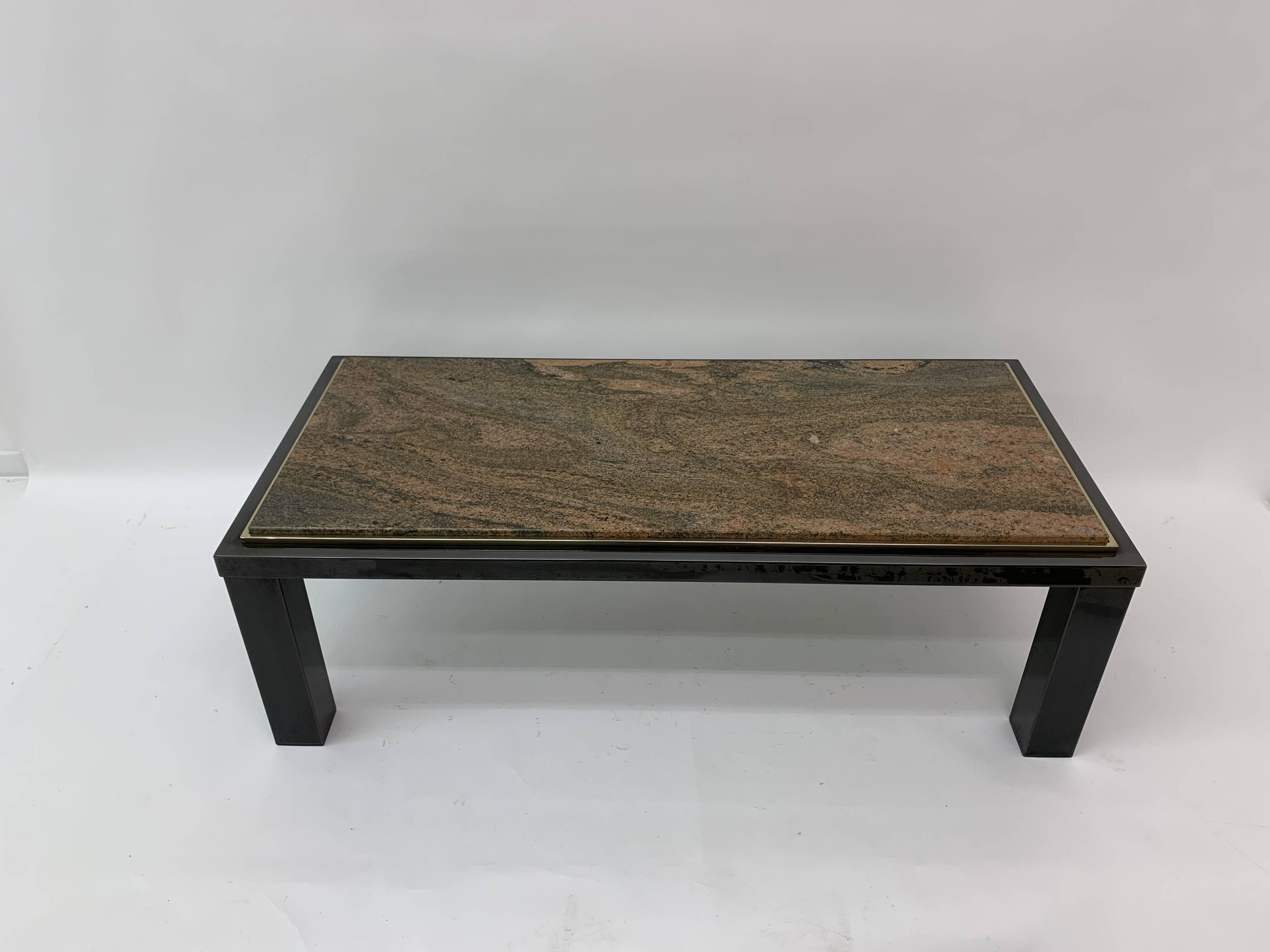 Mid-century Hollywood Regency granite Coffee Table By Fedam Design Belgium