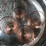 Set of 4 art deco pink tinted glasses