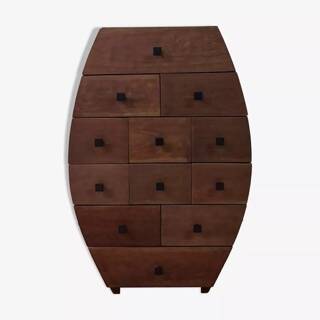 Meuble de rangement 12 tiroirs tonneau de vin