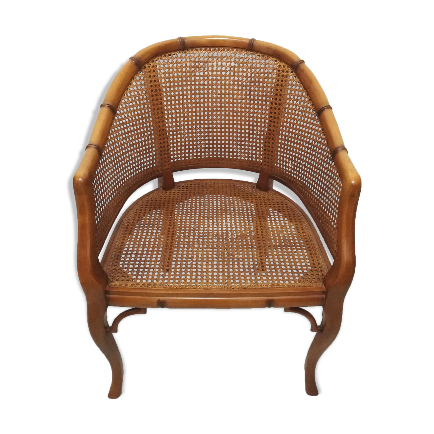 Fauteuil canné signé grange modèle faux bambou
