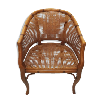 Fauteuil canné signé grange modèle faux bambou