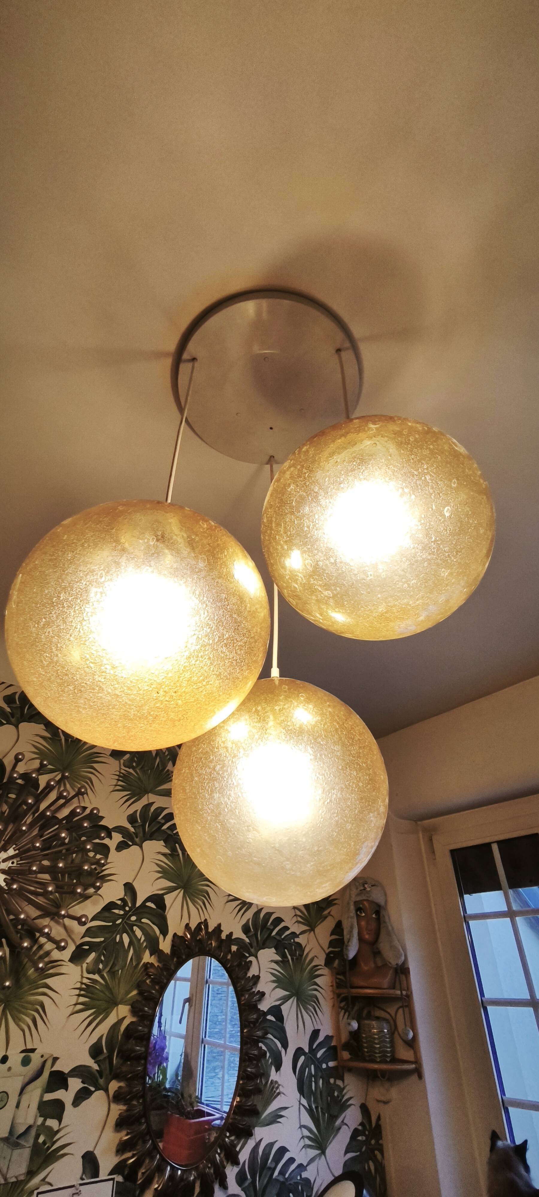 Amber glass ball suspension light Parscot