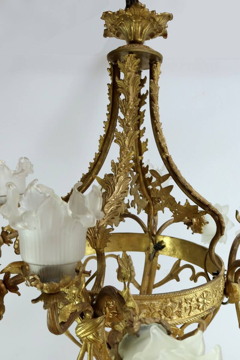 12-Light Chandelier in Gilded Bronze, Napoleon III Style – Late 19th Century