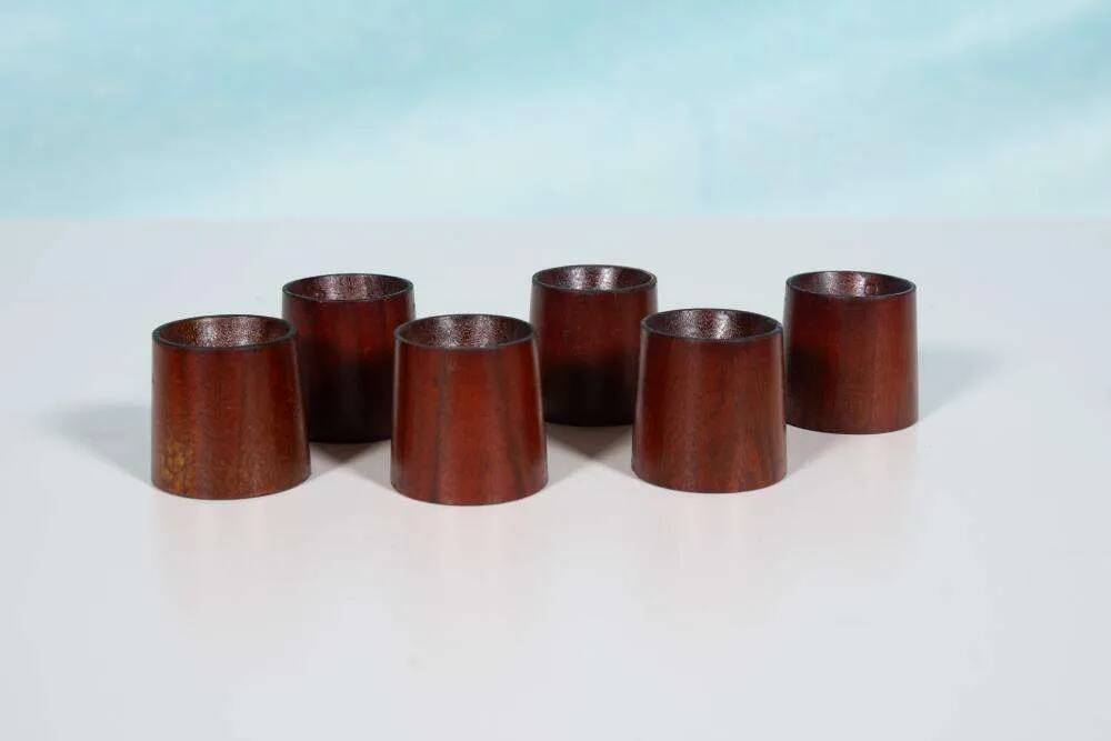 Vintage teak egg holder set, mid-century egg holder