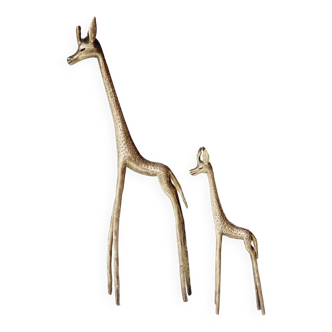 Stylized brass giraffes