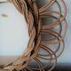 Mirror vintage wicker rattan shape flower 1960 Diameter 37cm
