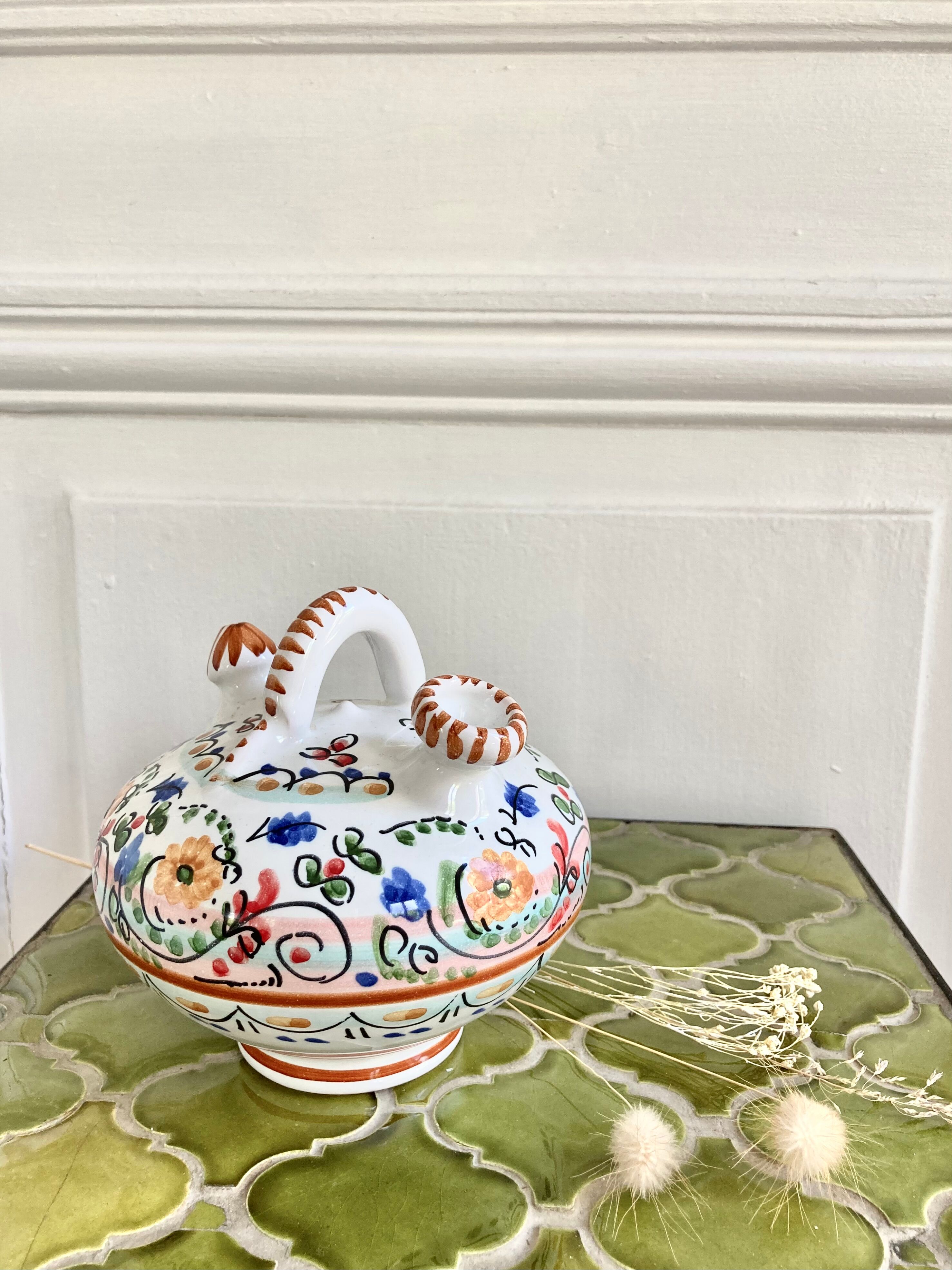 Gargoulette jug ceramic flower spade