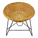 Fauteuil en osier, années 1970