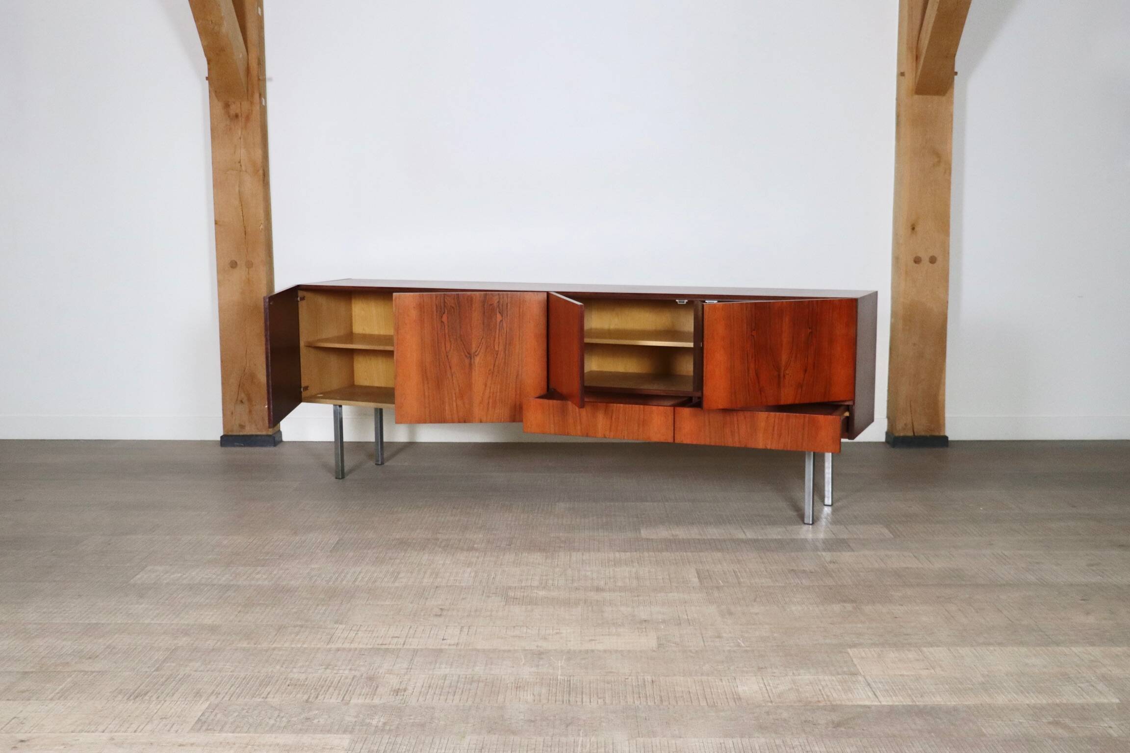 Midcentury Modern Sideboard With Chrome Legs, 1970s