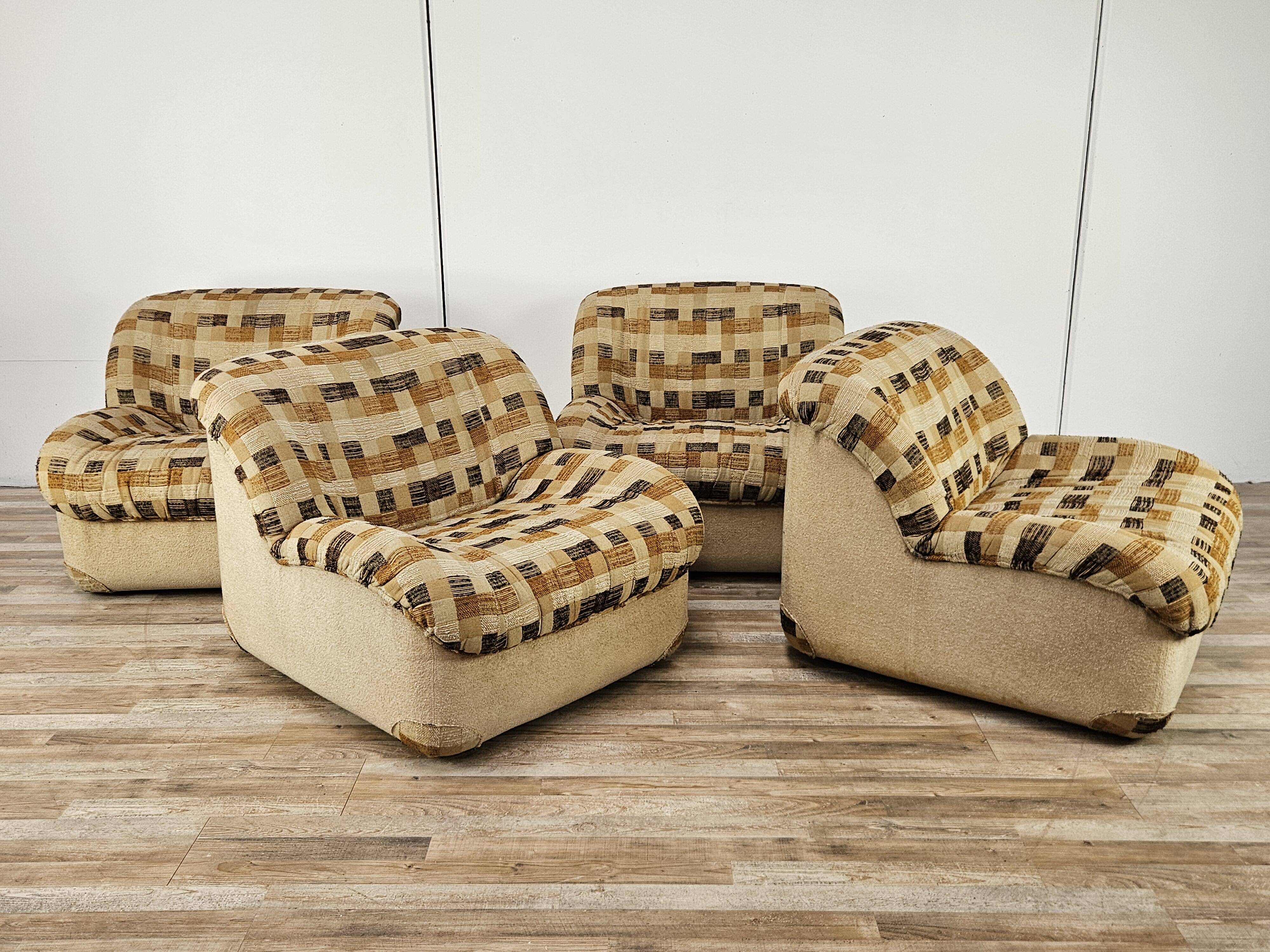 Modular fabric armchairs from the 1970s