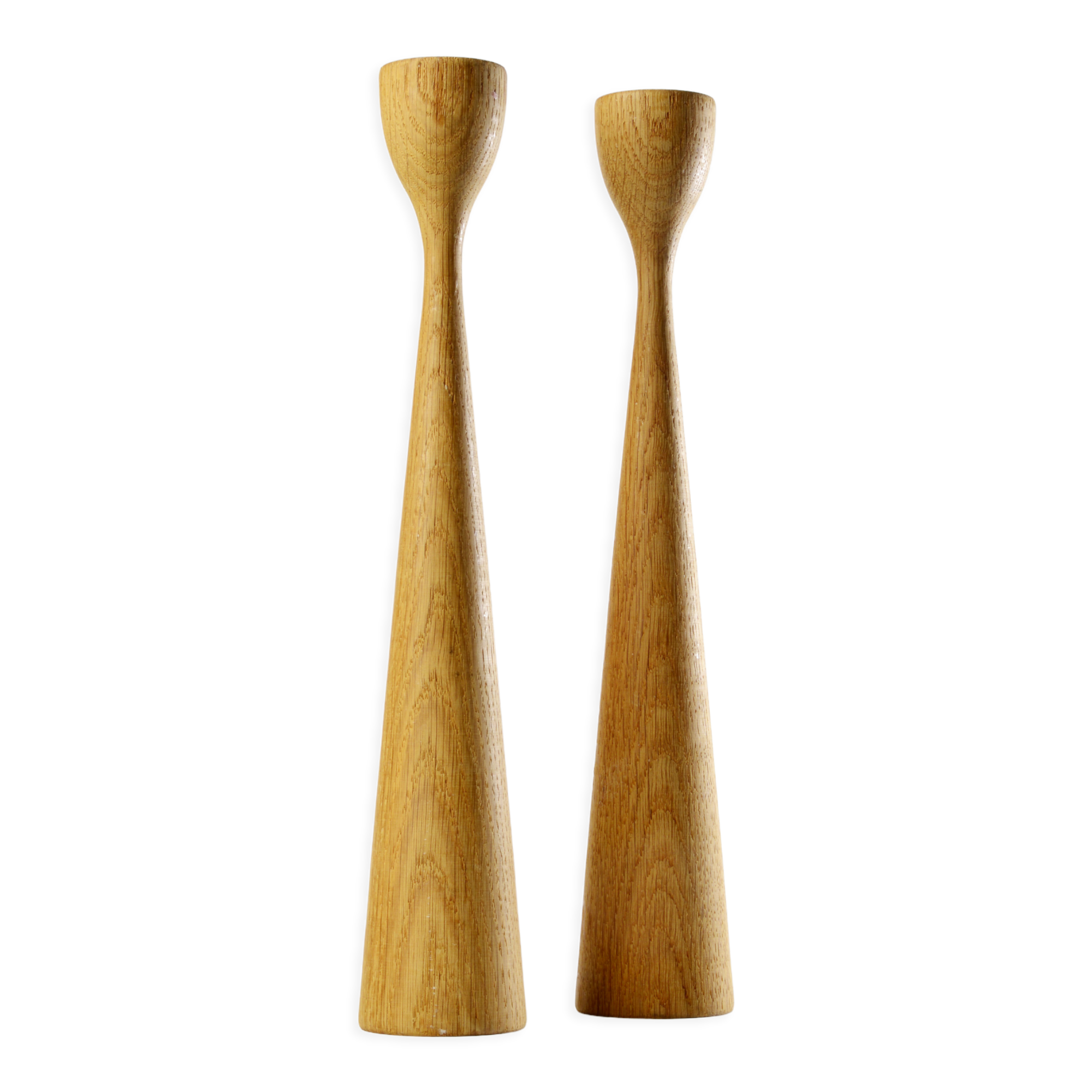 Pair of teak candle holders
