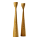 Pair of teak candle holders
