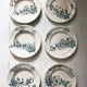 6 assiettes terre de fer oiseaux Longwy « mignon »