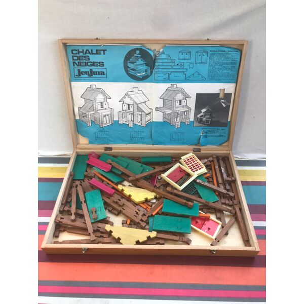 Former Construction Game JEUJURA No.2N Chalet Des Neiges - Vintage Wood Box  | Selency
