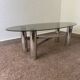 Table basse métal chromé verre fumé années 70