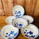 Set of 6 old hollow plates Badonvilleliers blue flower pattern